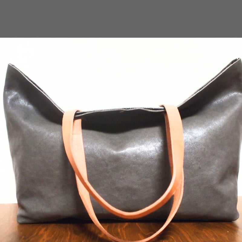 ハンドメイド ヌメ本革 トートバック クリーマー グレー 匠職人 