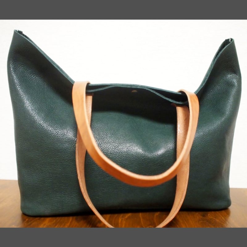 ハンドメイド 日本製 トートバッグ 本革 クリーマー加工 ダーク