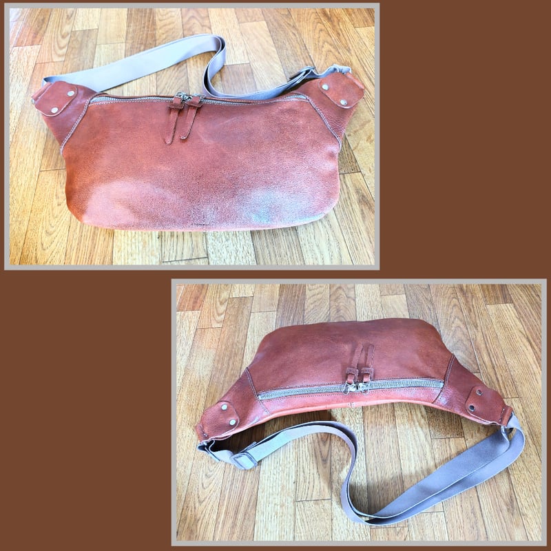 ハンドメイド】ヌメ本革 ボディバッグ クリーマー加工 ブラウン
