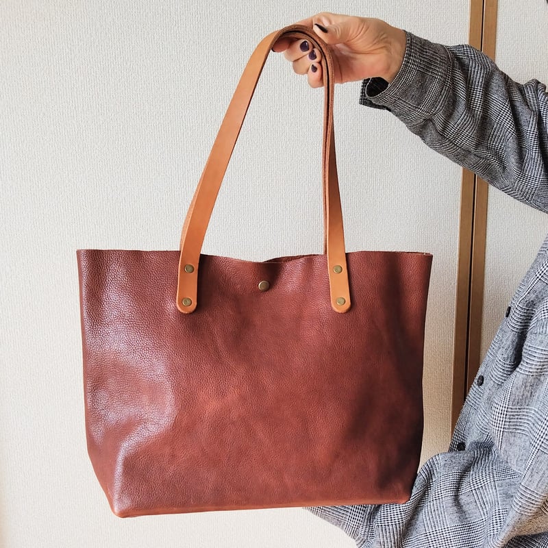 ハンドメイド ヌメ本革 トートバック クリーマー ブラウン 966 | Desire