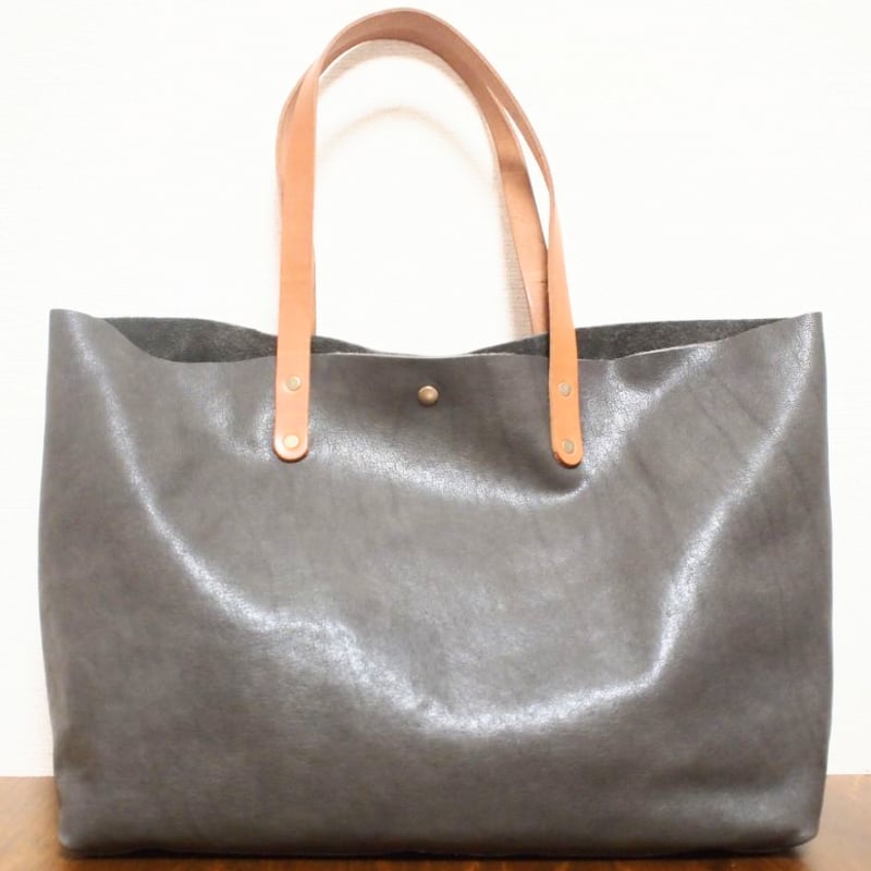 ハンドメイド ヌメ本革 トートバック クリーマー グレー 匠職人 