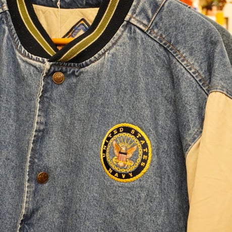 US NAVY denim stadium jacket