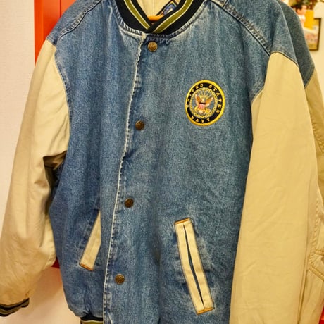 US NAVY denim stadium jacket