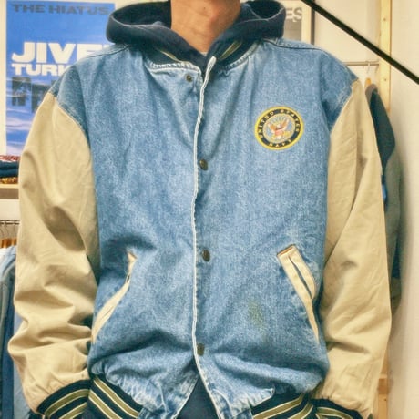 US NAVY denim stadium jacket