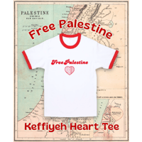 Free Palestine Keffiyeh Heart Tee "Palestine Red"