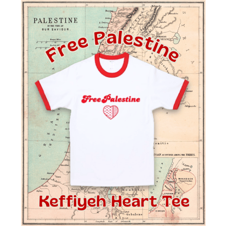 Free Palestine Keffiyeh Heart Tee "Palestine Red"