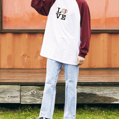 LOVE Keffiyeh Heart long sleeve raglan Tee（ラブ クフィーヤハート フルスリーブ・ラグランT）