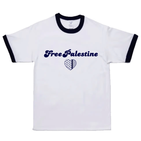 Free Palestine Keffiyeh Heart Tee（フリーパレスチナ・クフィーヤハートTシャツ）
