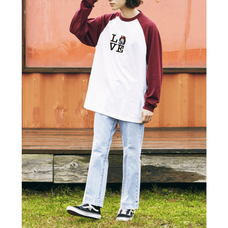 LOVE Heart of Falestin long sleeve raglan Tee（ラ