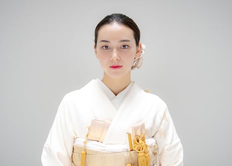 帯地のお花たち　- 正絹白茶銀 -