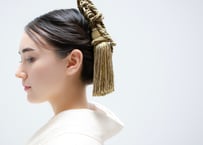 変形拠紐リボンの大きな房飾り　- 松葉鶸 -