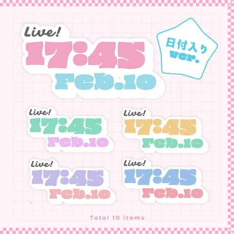 OBS用配信時計【アメリカンポップ2】10点セット／配信者向け デジタル時計 HTML Digital Clock／American Pop