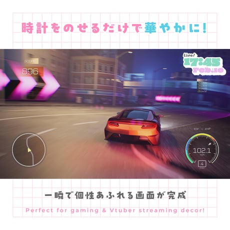 OBS用配信時計【アメリカンポップ2】10点セット／配信者向け デジタル時計 HTML Digital Clock／American Pop