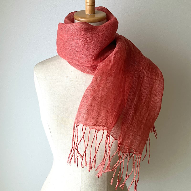 kitta 草木染め 茜染 ストール 茜染めリネンストール＊麻100％草木染 | ecOriganic Living