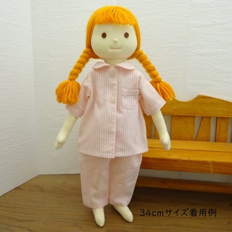 人形用 半袖 パジャマ ピンク ストライプ