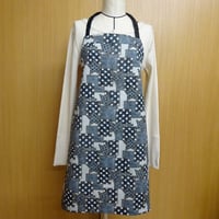 食事エプロン 星柄 デニム風 Lサイズ 70cm丈