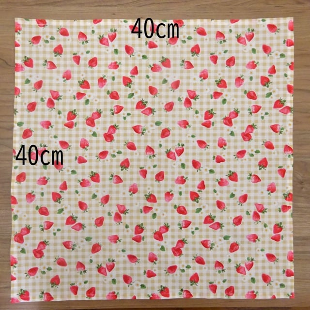ランチクロス 給食 ナフキン 40×40 チェック いちご柄 ピンク