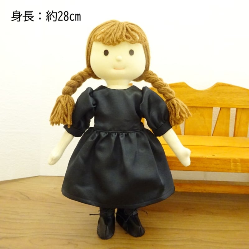 魔女風 黒 ワンピース とんがり帽子の女の子 LB4-1 28cmサイズ