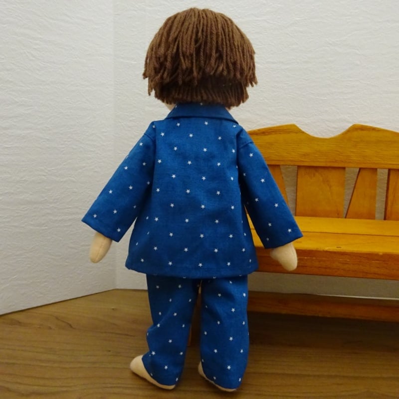 人形用 長袖 パジャマ ブルー 星柄 男の子タイプ | ミックスジャム