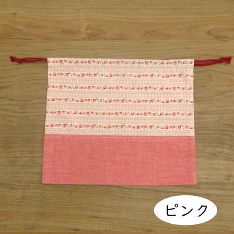 花柄 給食袋 21 × 25 × 折りマチ6 ピンク 水色
