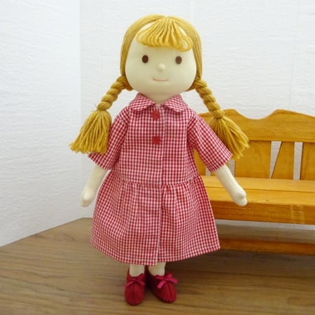 ギンガムチェック ワンピース 女の子 着せ替えセット LB7-1 28cmサイズ