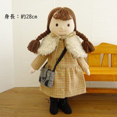 着せ替え人形 黄色 チェック ワンピース 女の子 DB1-2 28cmサイズ