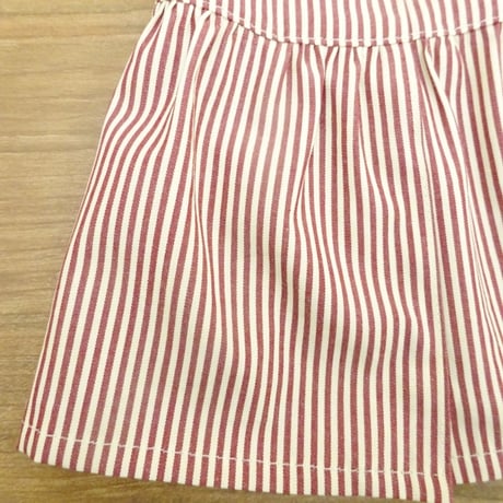 人形用 ワンピース 丸衿 ストライプ 葡萄色 セピア