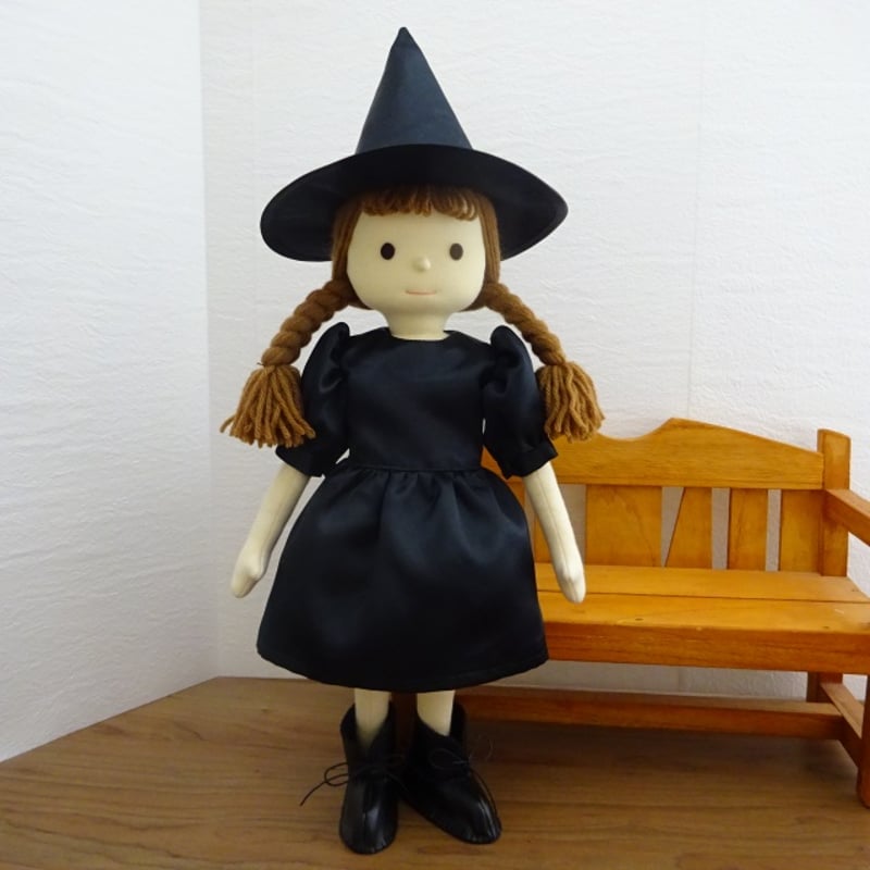 魔女風 黒 ワンピース 三角帽子の 女の子 LB4-1 34cmサイズ | ミックス
