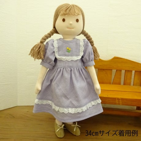 人形用 パフスリーブ ワンピース パープル