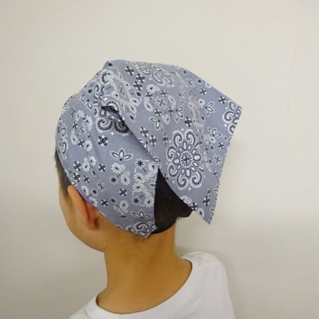 子ども用 三角巾 ゴムタイプ バンダナ柄 紺 グレー 黒