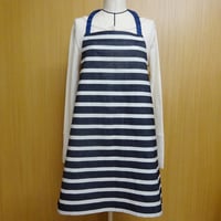 食事エプロン 紺 ボーダー Lサイズ 70cm丈