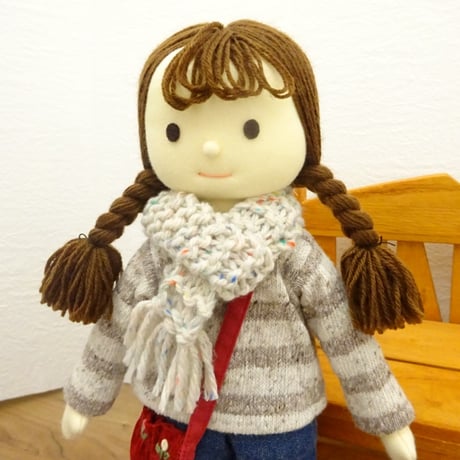 人形用 ツィード マフラー ライトベージュ 35cm 40cm