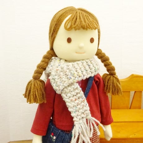人形用 ツィード マフラー ライトベージュ 35cm 40cm