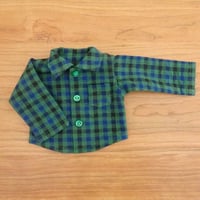 人形用 グリーン チェック 長袖 シャツ ミックスジャム
