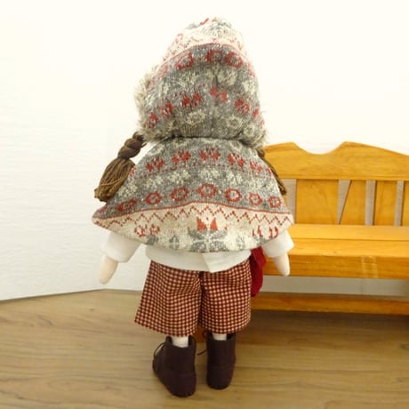 人形用  ファー付き ニットケープ ミックスジャム