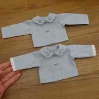 人形用 スカラップ衿 ブラウス 刺繍 水色