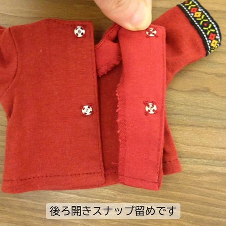 人形用 半袖Ｔシャツ 赤 チロリアンリボン