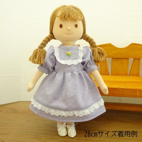 人形用 パフスリーブ ワンピース パープル
