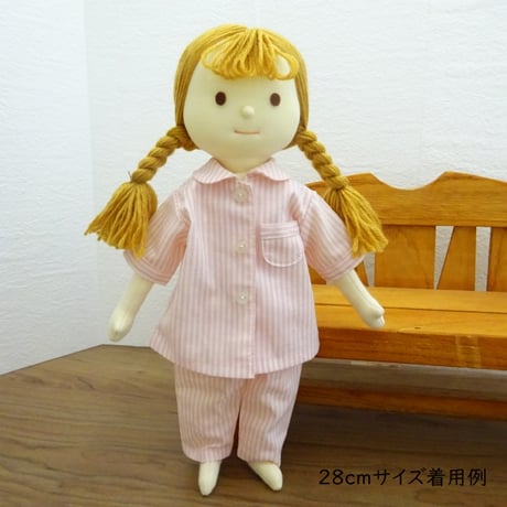 人形用 半袖 パジャマ ピンク ストライプ