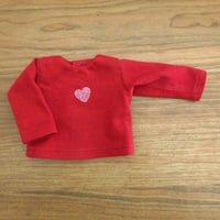 人形用 長袖 Tシャツ 赤 ハート