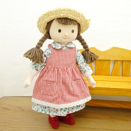 いちご柄ワンピース ギンガムチェック エプロン 女の子 着せ替えセット BR4-2 28cmサイズ