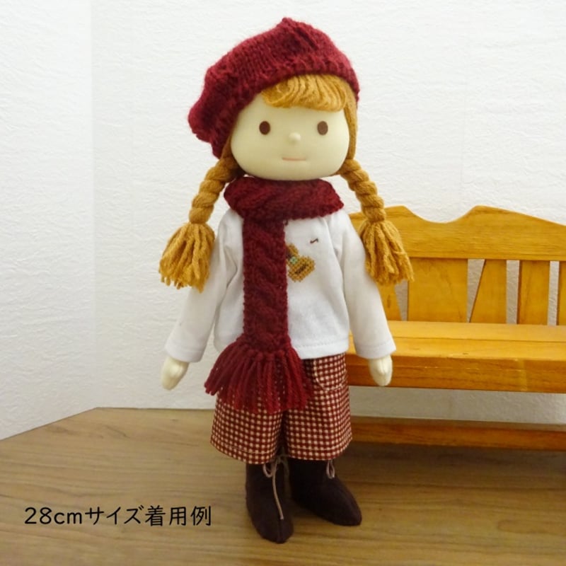 人形用 フリンジ 縄編み マフラー オフ ピンク ボルドー 人形用 フリンジ 縄編み マフラー オフ ピンク ボルドー