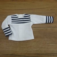 人形用 長袖Ｔシャツ 白 ボーダー