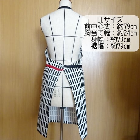 子供用 色違い 前結び エプロン 格子柄 紺 黒 LLサイズ 155 160 165 170