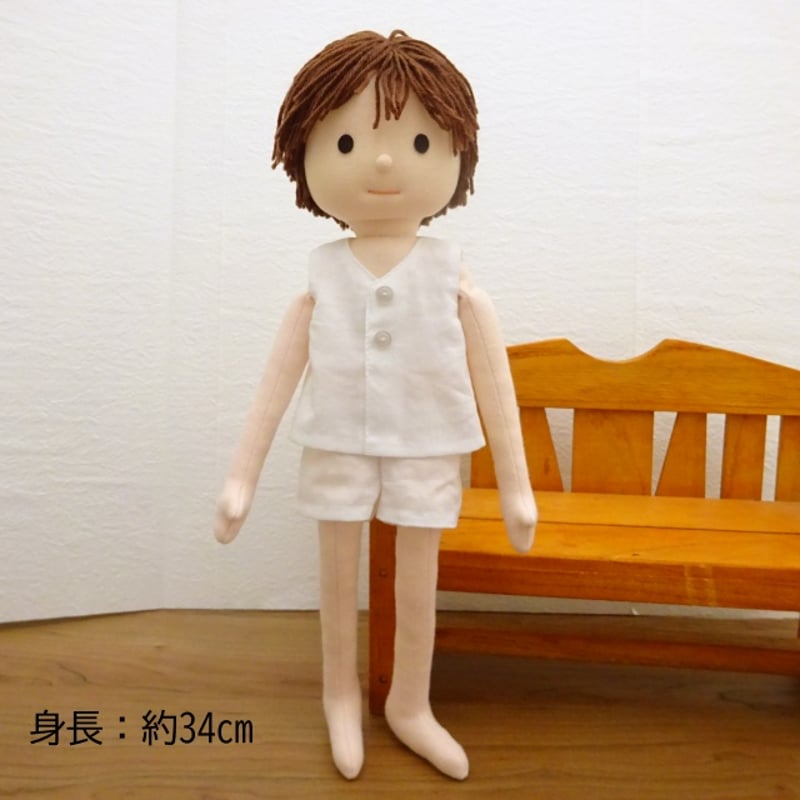 着せ替え人形 男の子 白 タンクトップ ショーツ 布人形 BR2-2 34cm