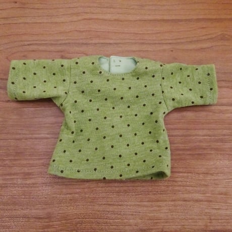 人形用 半袖Ｔシャツ 緑 水玉模様