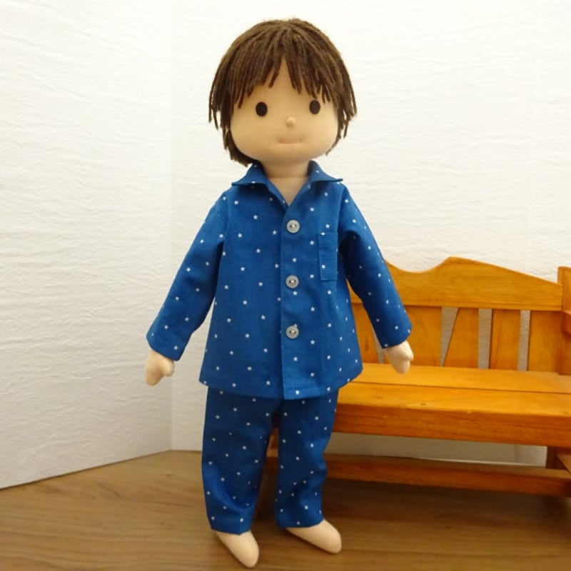 人形用 長袖 パジャマ ブルー 星柄 男の子タイプ | ミックスジャム