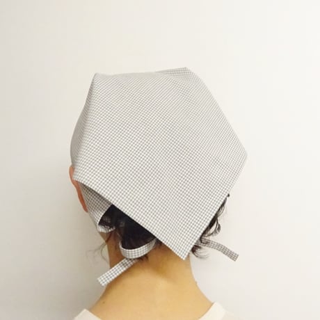 大人用 三角巾 ギンガムチェック グレー リボンタイプ