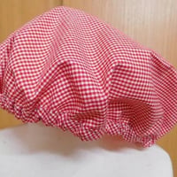 給食用 キャップ ギンガムチェック 子ども用 水色 ピンク 赤 紺 黒