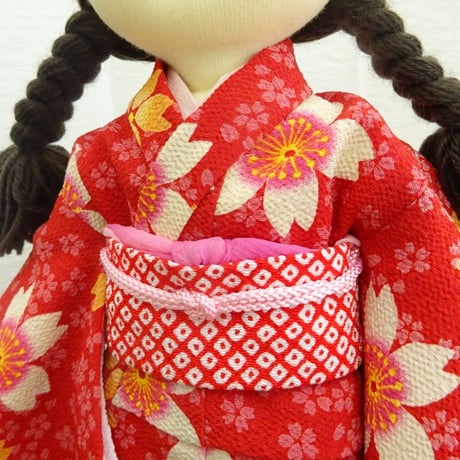 人形用 着物 セット 桜ちらし 赤